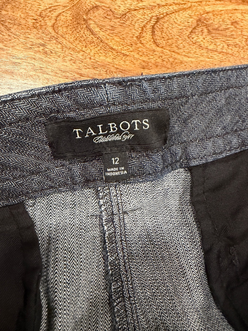 Talbots Navy Dark Wash and Herringbone Slightly Flared Dress Jeans Sz - Picture 5 of 11